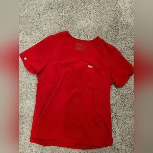 women's Red Catarina - One-Pocket Scrub Top - L / Red